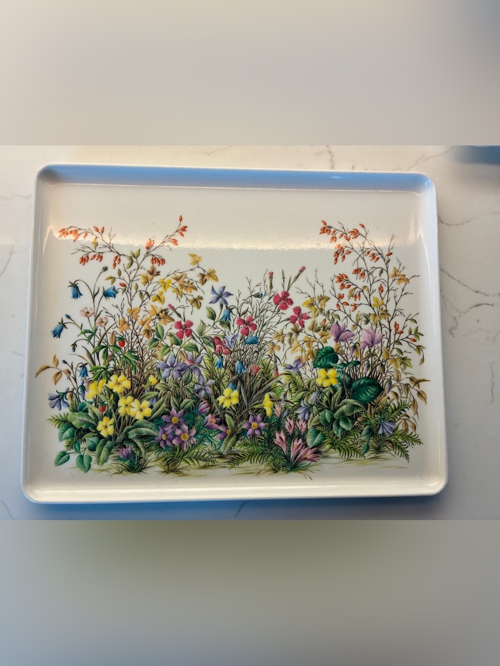 Vintage Cottagecore Floral Melamine Serving Tray Wildflower Meadow Decorative
